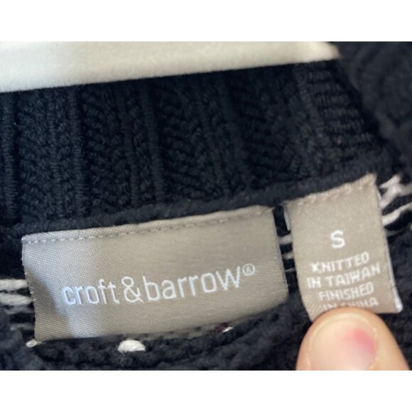 Croft & Barrow Womens Red & Black Nordic Knit Sweater S Cotton Acrylic Winter - Picture 2 of 4